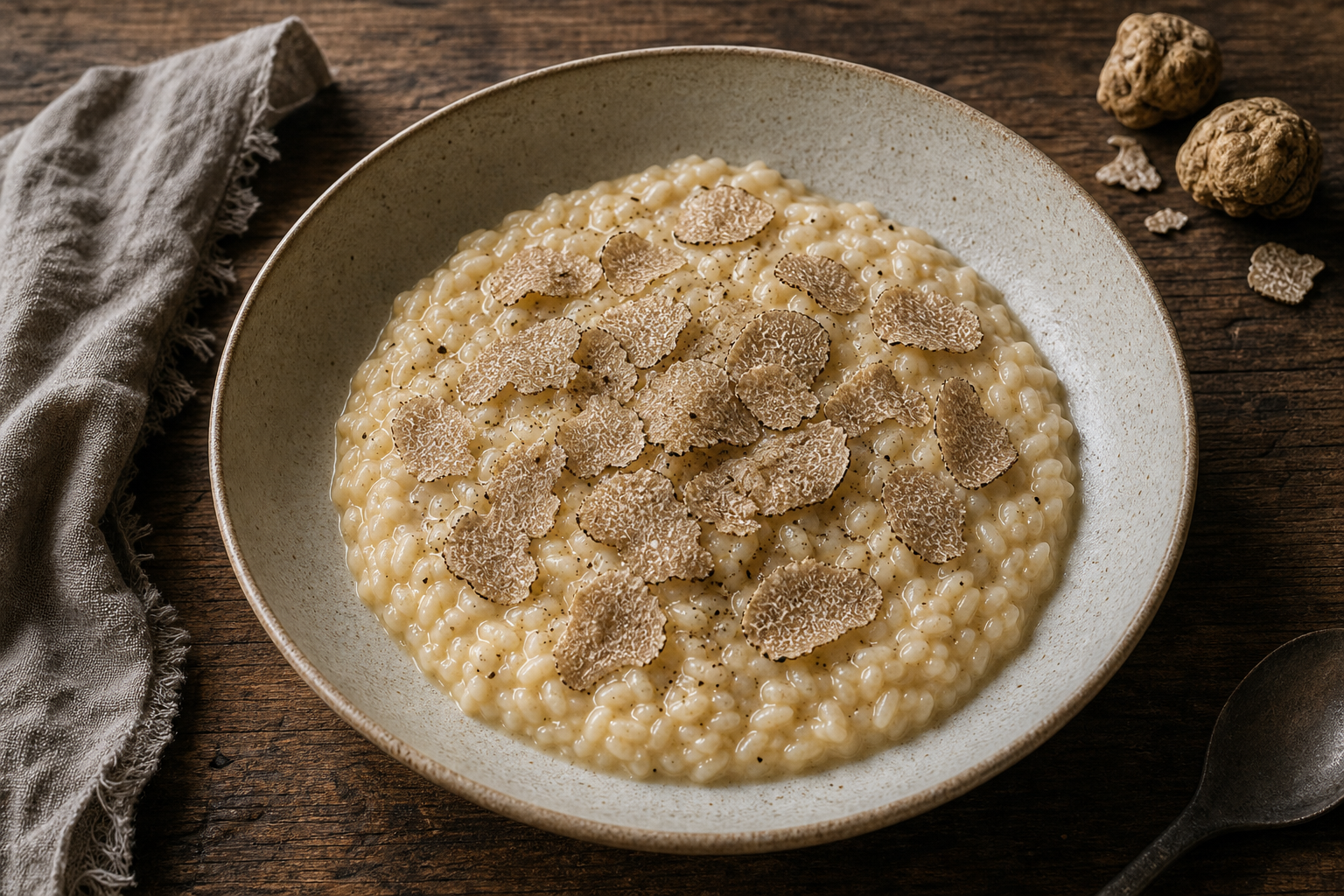 White truffle risotto with generous shavings of white truffle