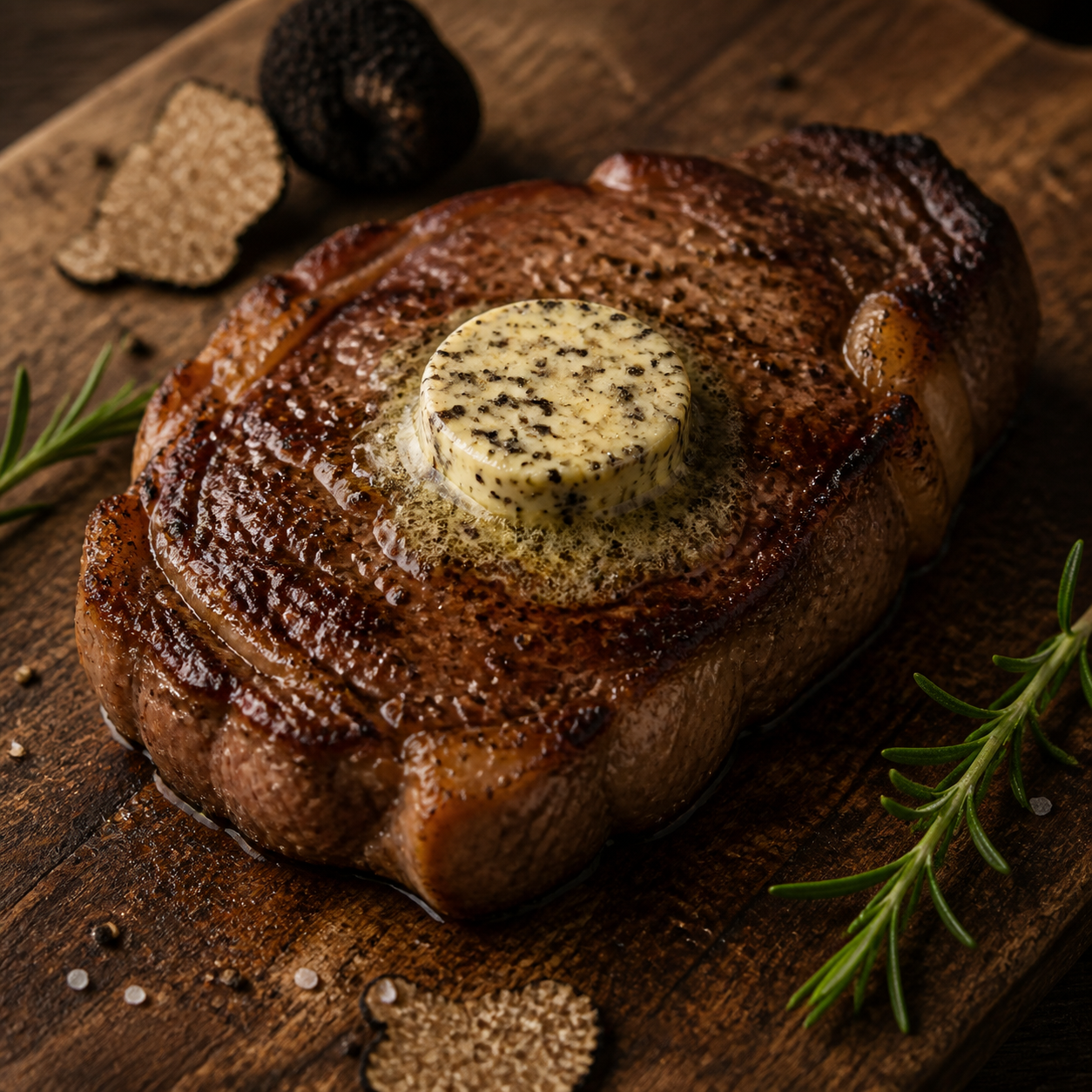 Steak with melting truffle butter